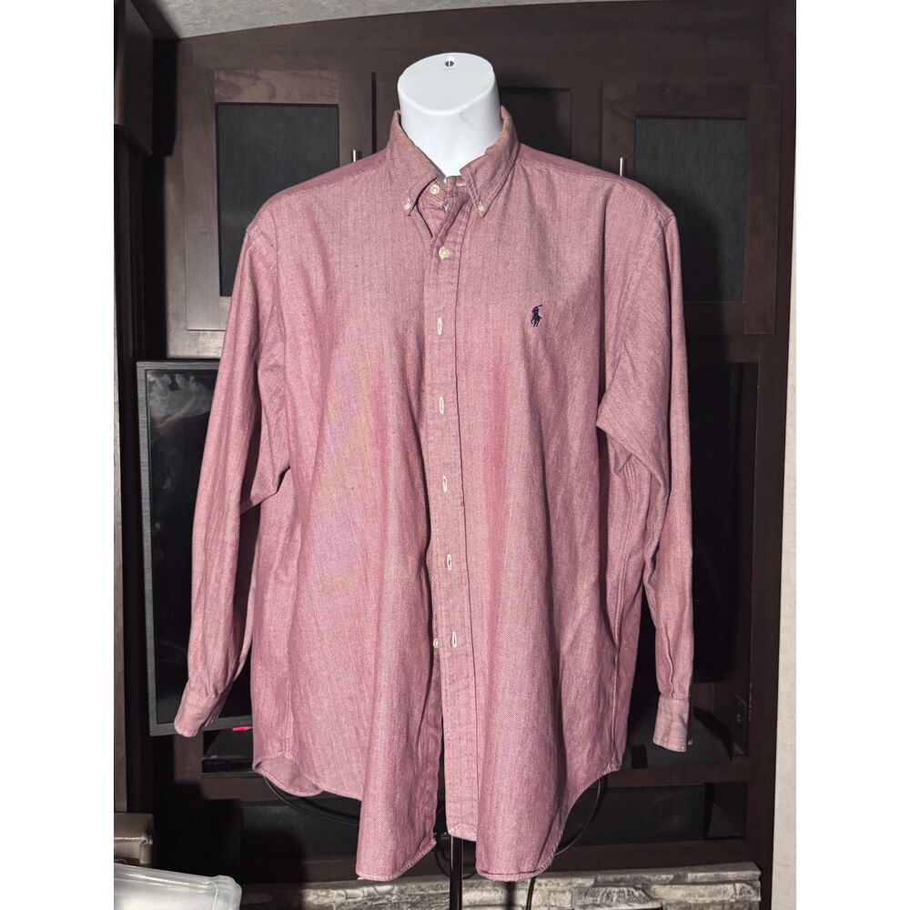 Ralph Lauren Blake Men’s XL Reddish Herringbone Button Down Shirt